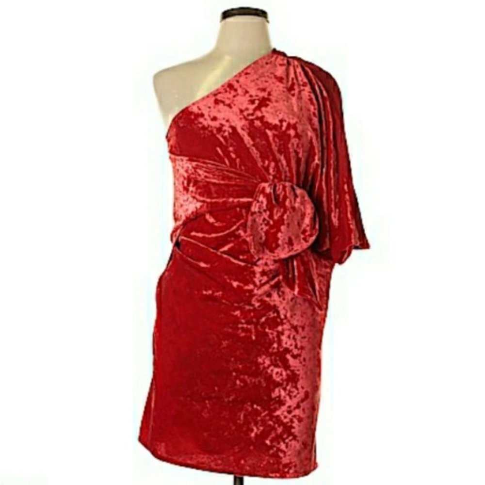 Halston Heritage Red Velvet Wrap Dress